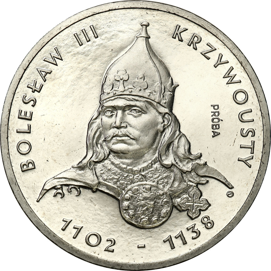PRL. PRÓBA Nikiel 200 złotych 1982 - Bolesław Krzywousty - popiersie